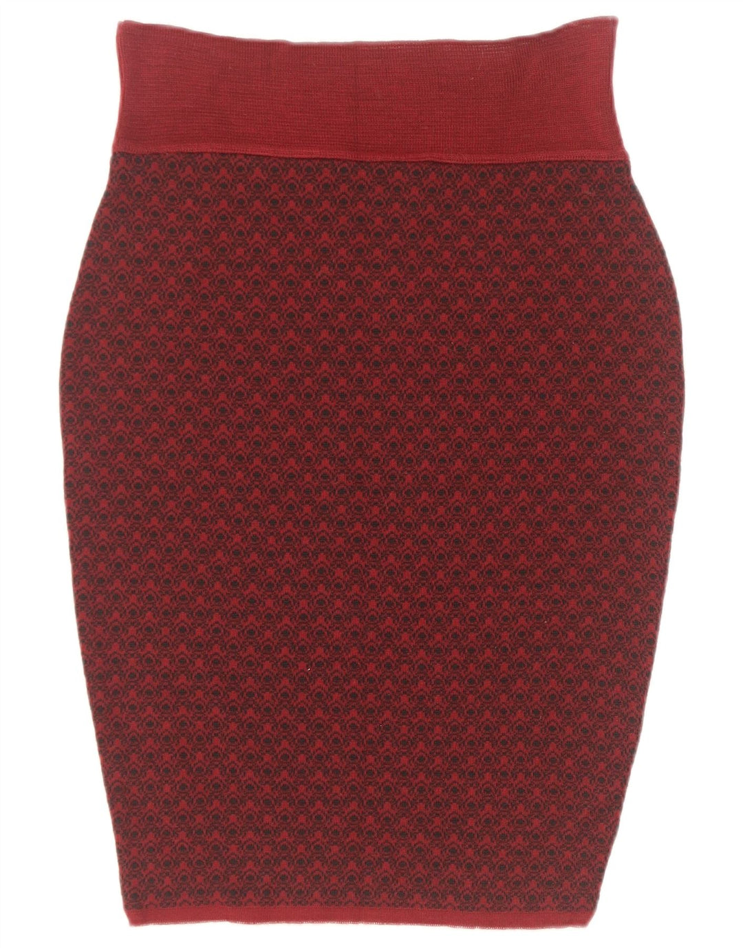 Sevres Falda lápiz con patrón abstracto para mujer IT 44 Medium W28 Lana burdeos