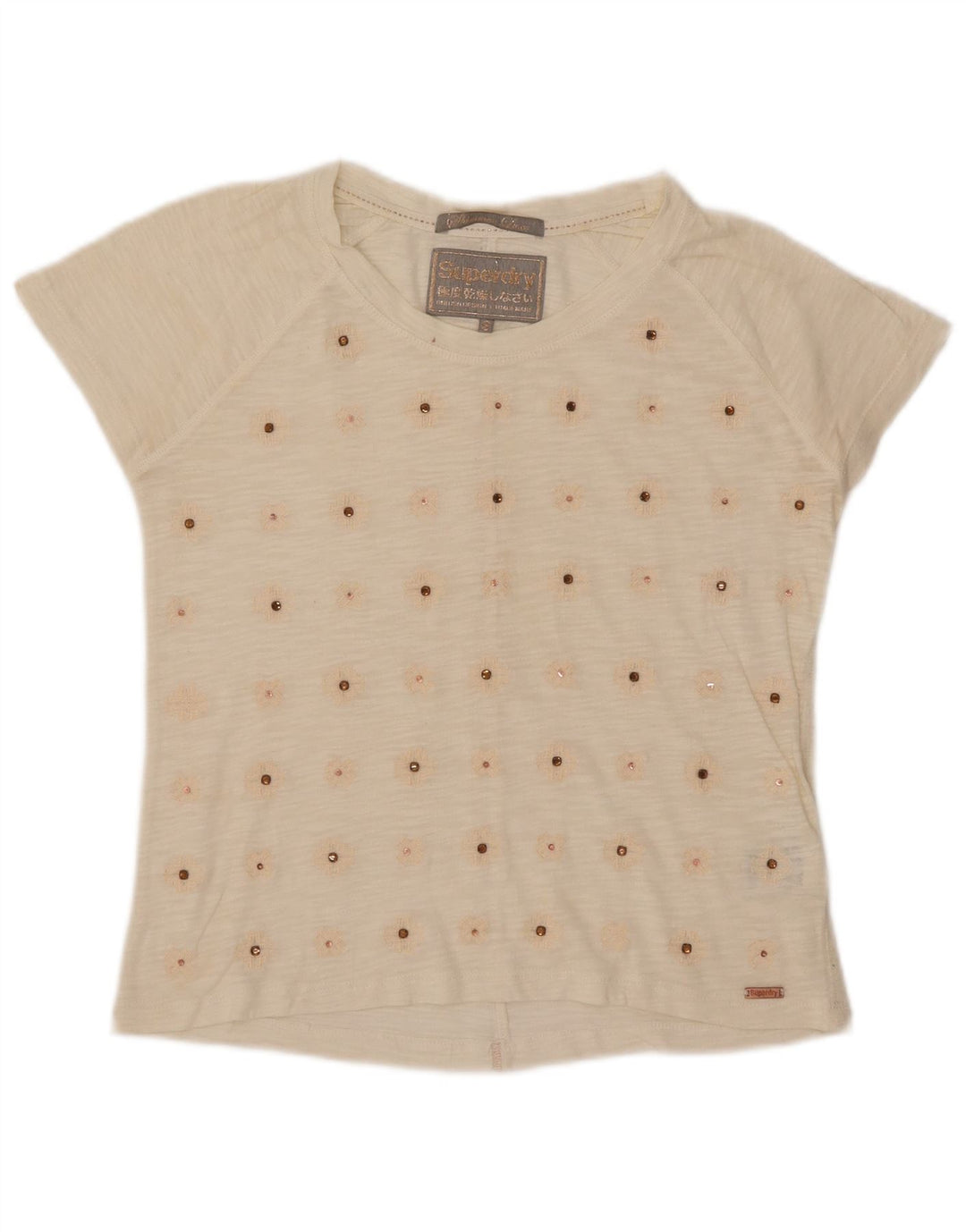SUPERDRY Camiseta para mujer Top UK 10 Small White Cotton