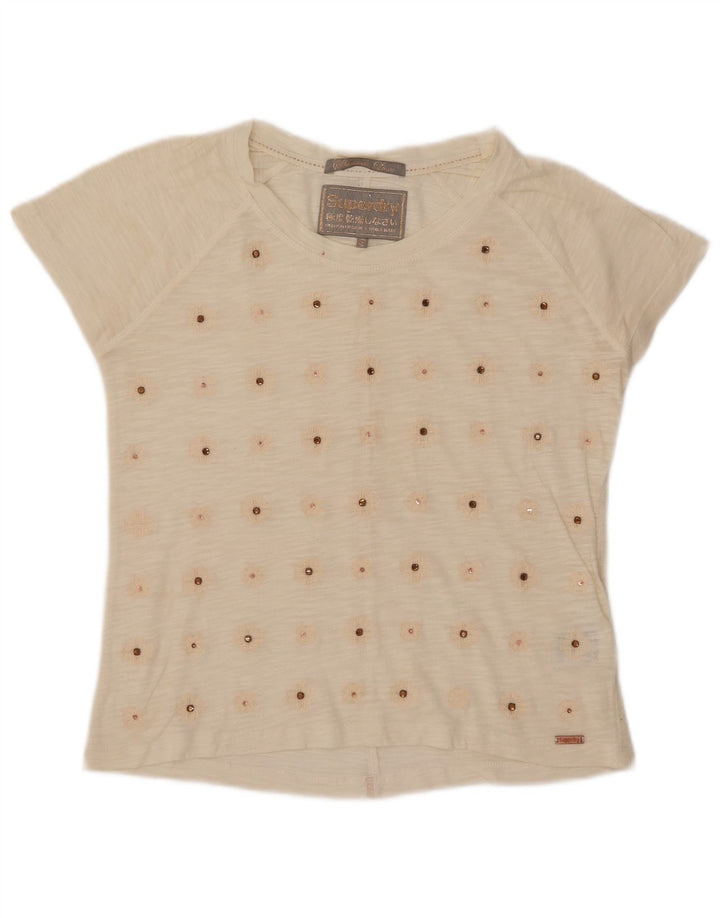 SUPERDRY Camiseta para mujer Top UK 10 Small White Cotton