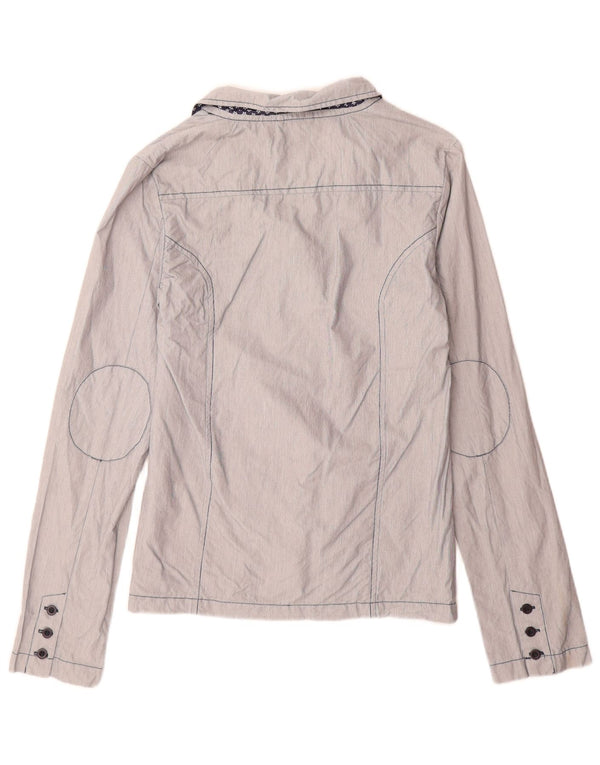 North Pole Chaqueta tipo blazer de 3 botones para mujer UK 46 Grande Algodón a rayas azules