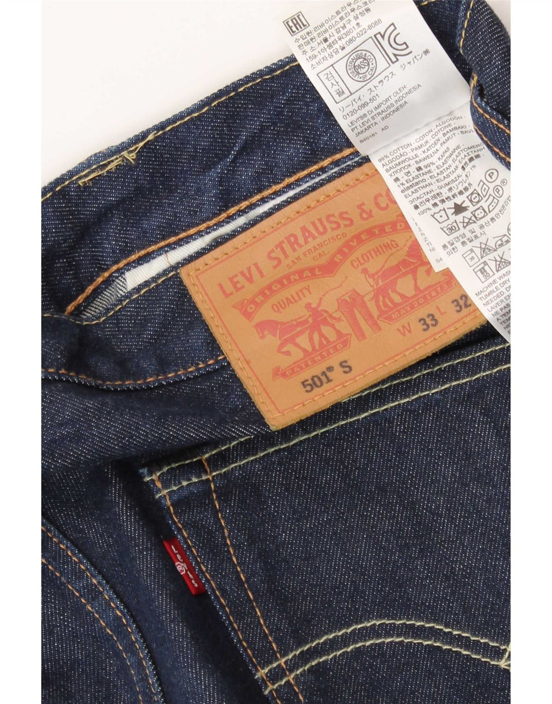 Levi's Hombre 501 Vaqueros Rectos W33 L27 Algodón Azul