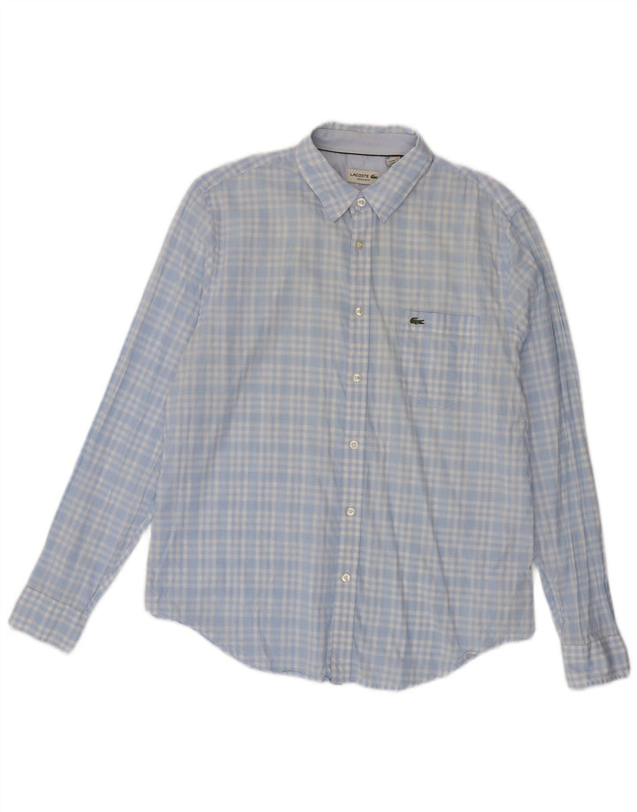 Camisa Lacoste Hombre Regular Fit Talla 42 Algodón A Cuadros Azul Grande