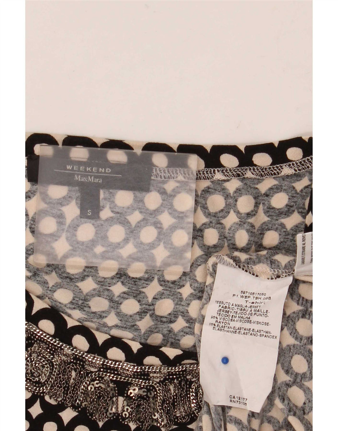 Max Mara Blusa de fin de semana para mujer Top UK 10 Small Viscosa negra manchada