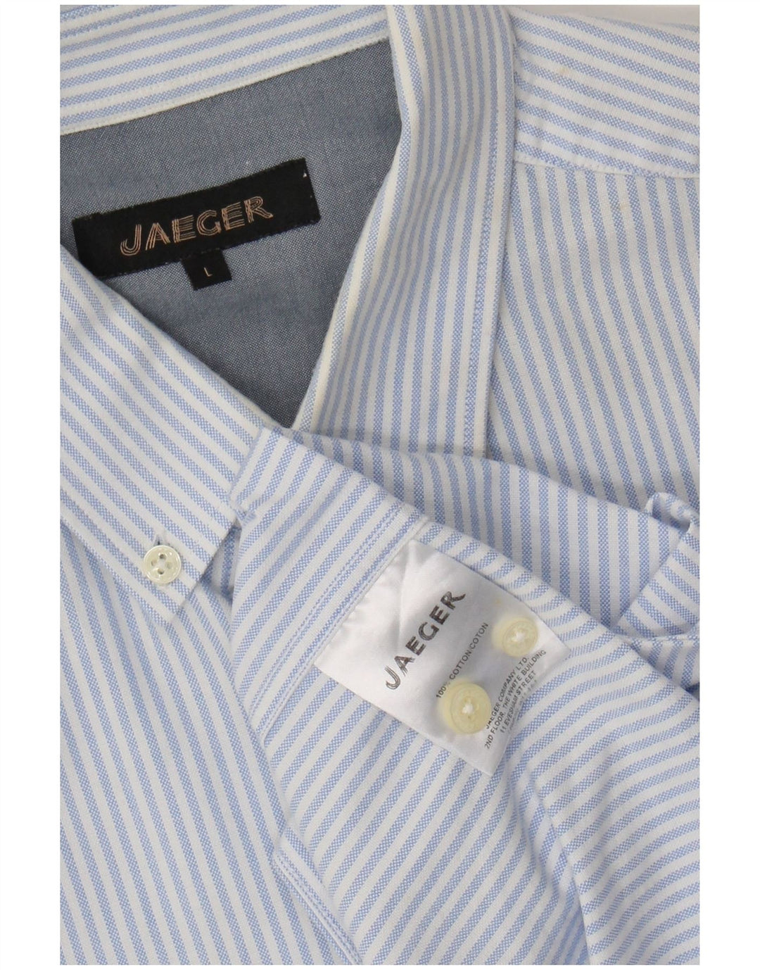 JAEGER Camisa de hombre grande de algodón con rayas diplomáticas azules