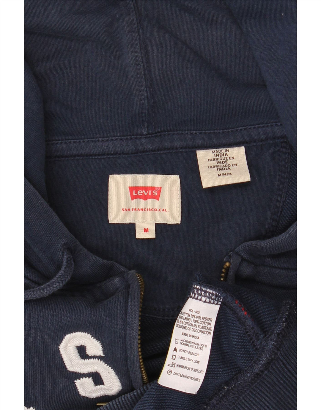 LEVI'S Suéter con capucha y cremallera gráfica para hombre Algodón azul marino mediano