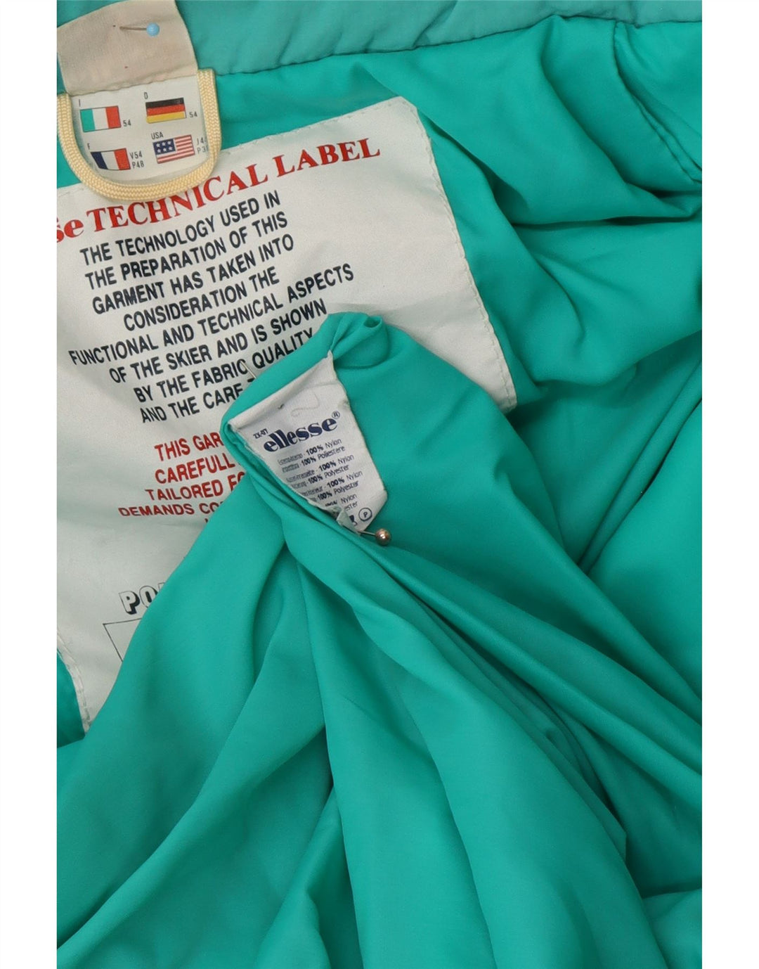 ELLESSE Chaqueta acolchada para hombre IT 54 2XL Turquesa Nylon 80s