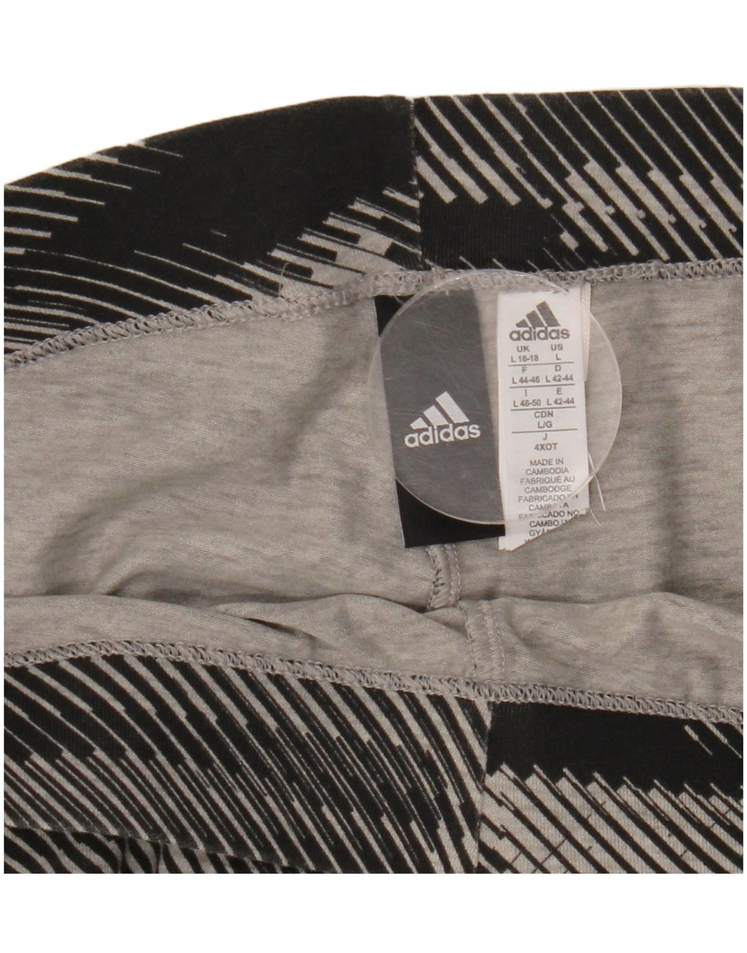 ADIDAS Leggings gráficos para mujer UK 16/18 Grande Negro Algodón a rayas