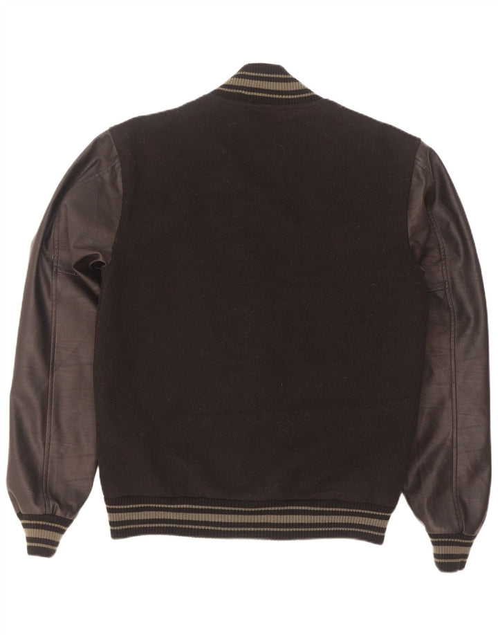 Vintage Hombres Varsity Chaqueta Reino Unido 42 XL Nylon Negro