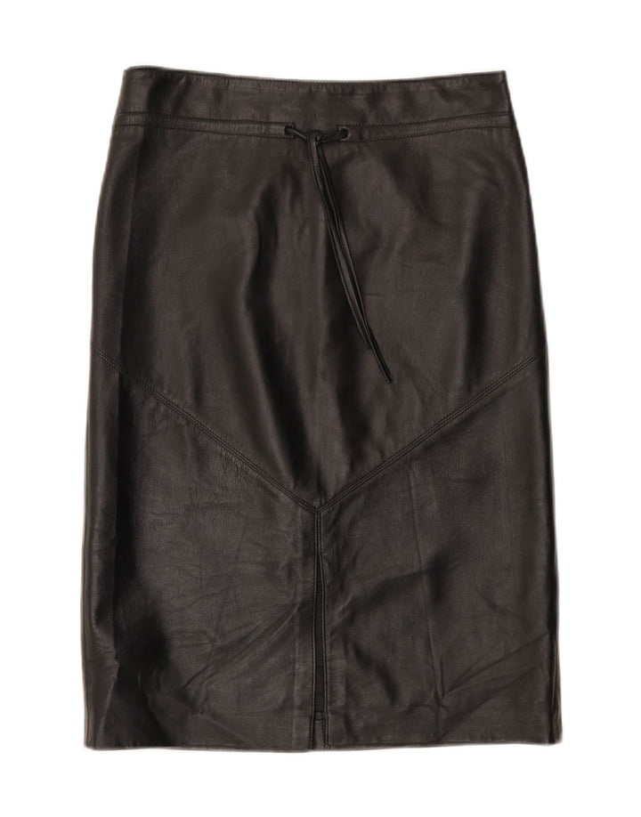 Falda de cuero vintage para mujer IT 44 Mediana W30 Cuero negro