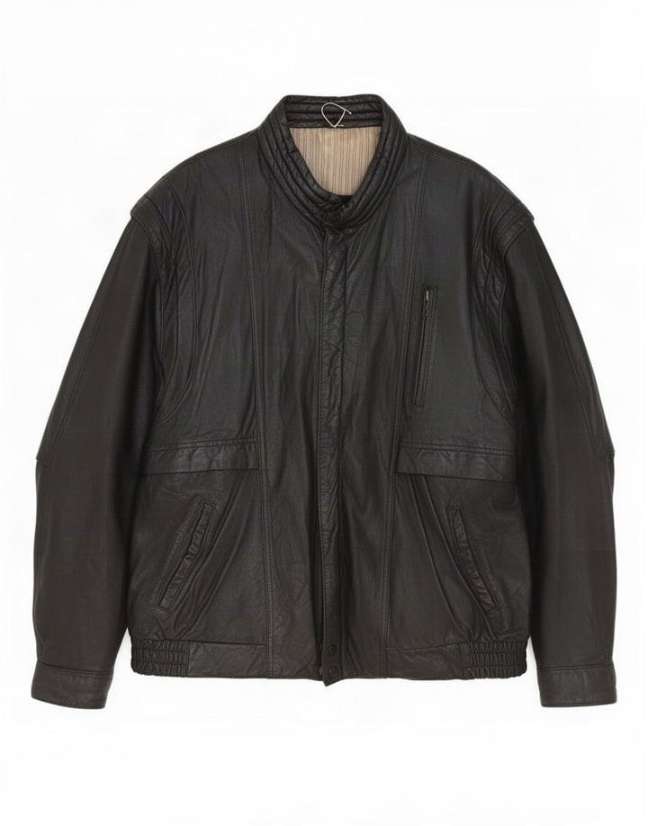 Vintage hombres chaqueta de cuero Reino Unido 40 grande negro