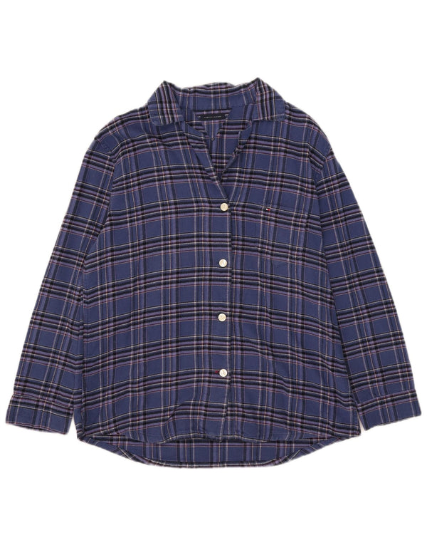 Tommy Hilfiger Camisa de franela para mujer UK 18 XL Algodón a cuadros azul marino