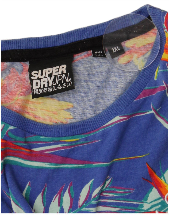 SUPERDRY Camiseta gráfica para hombre Top 2XL Azul Floral