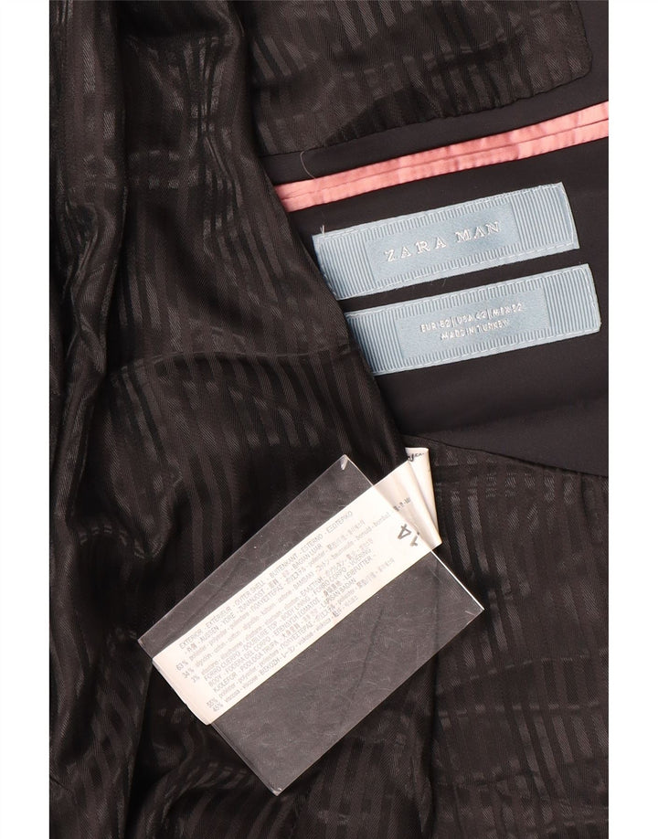 Zara Chaqueta tipo blazer de 2 botones para hombre EU 52 Poliéster floral marrón grande