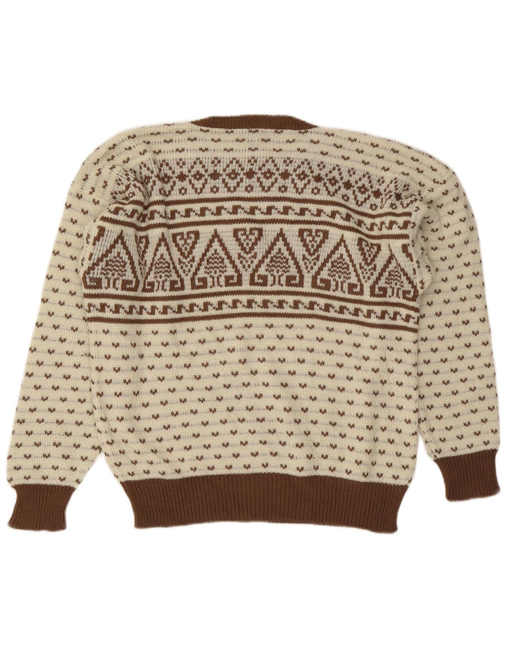 C & A Jersey de cuello redondo para hombre IT 48/50 Medium Beige Fair Isle