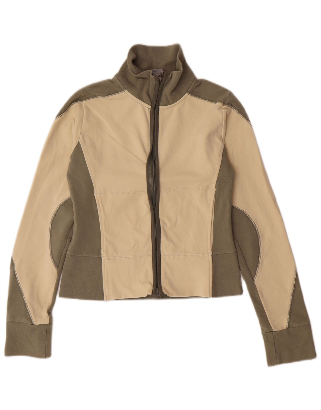 NIKE Chaqueta corta de chándal para mujer UK 8/10 Small Beige Colorblock