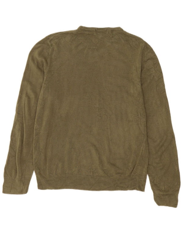 Marks & Spencer Suéter para Hombre con Cuello en V Blue Harbour XL Caqui Acrílico