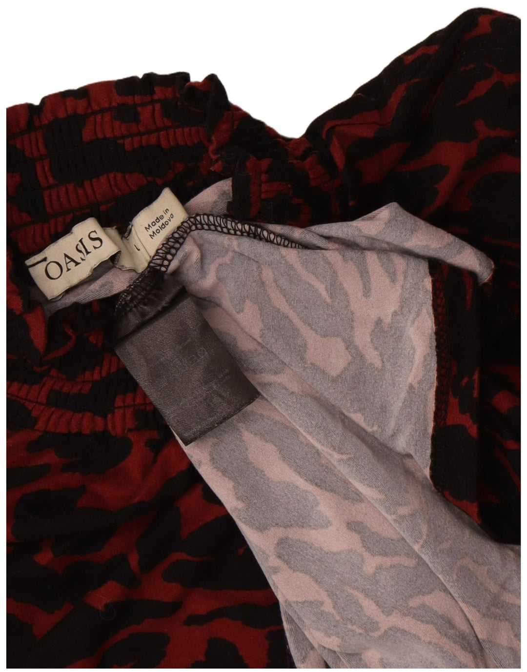 Oasis Blusa de manga larga para mujer UK 44 Grande Rojo Estampado animal Poliéster