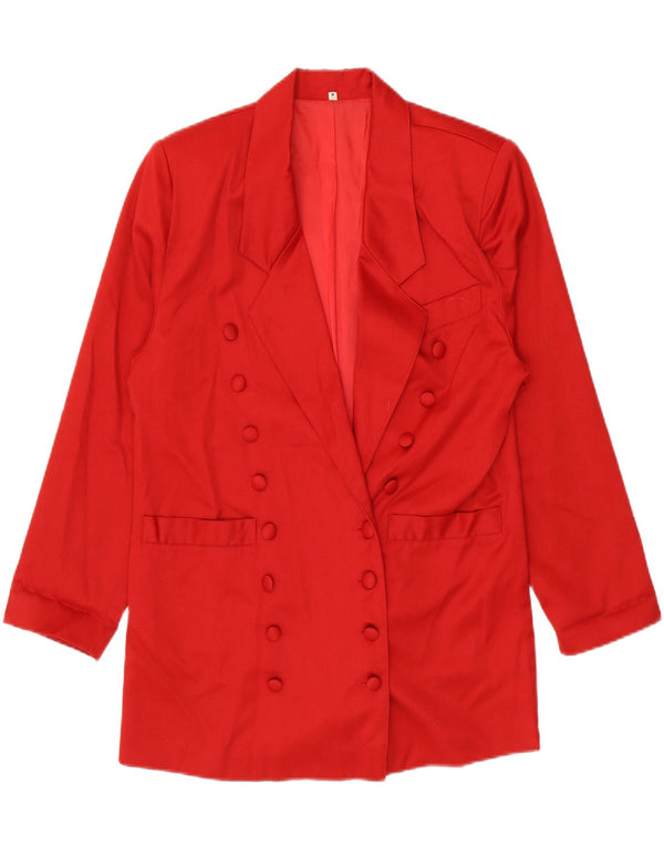 Vintage mujer longline doble pecho Blazer chaqueta Reino Unido 14 rojo medio