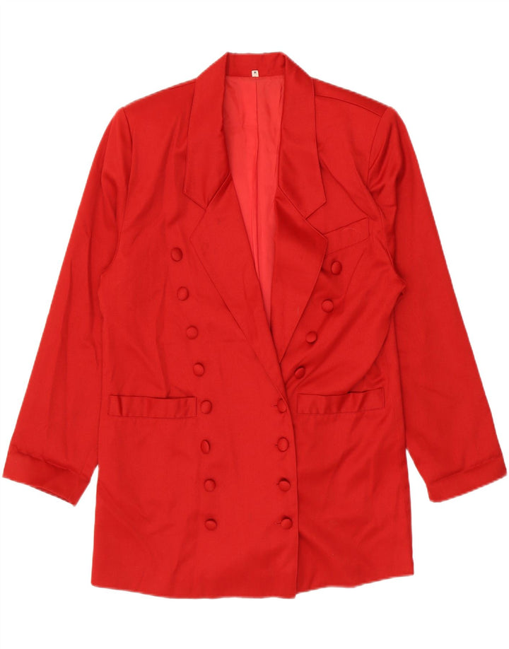 Vintage mujer longline doble pecho Blazer chaqueta Reino Unido 14 rojo medio
