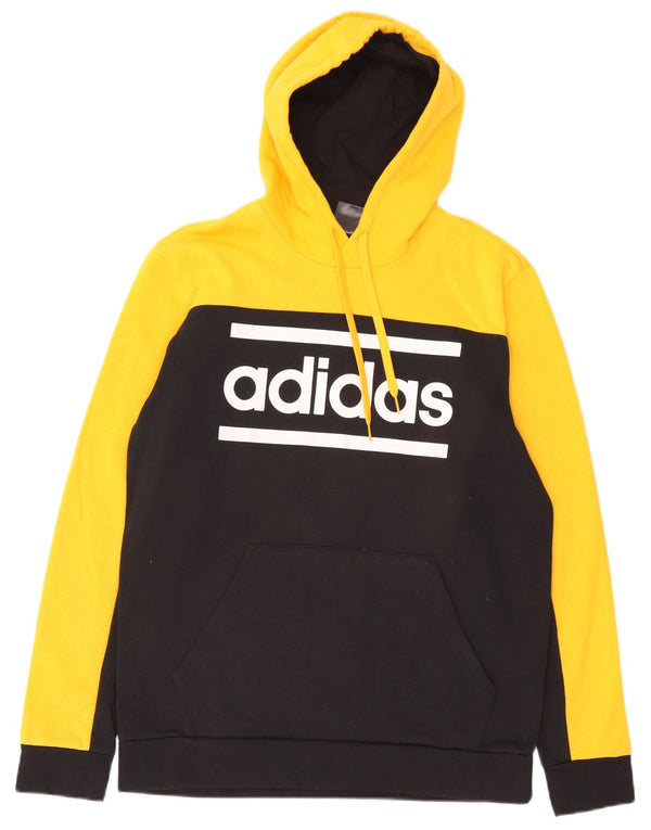 Adidas Hombre Sudadera Con Capucha Gráfica Jersey De Algodón Color Block Amarillo Grande