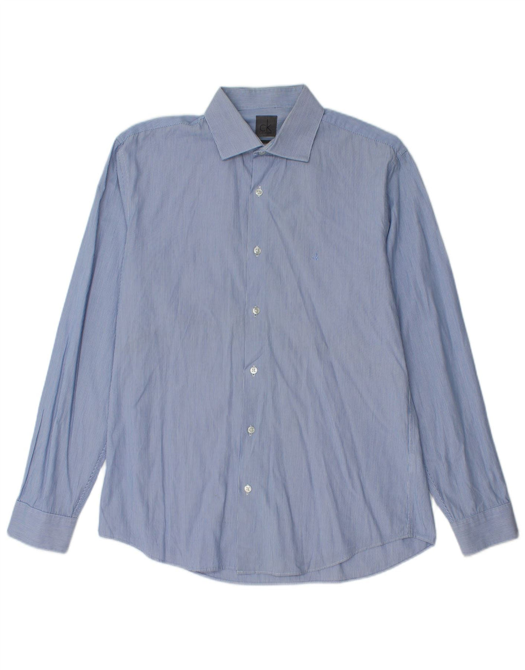 Calvin Klein Camisa ajustada para hombre Talla 40 15 3/4 Raya azul mediana