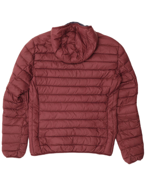 Schott Chaqueta acolchada con capucha para hombre UK 40 Large Nylon burdeos