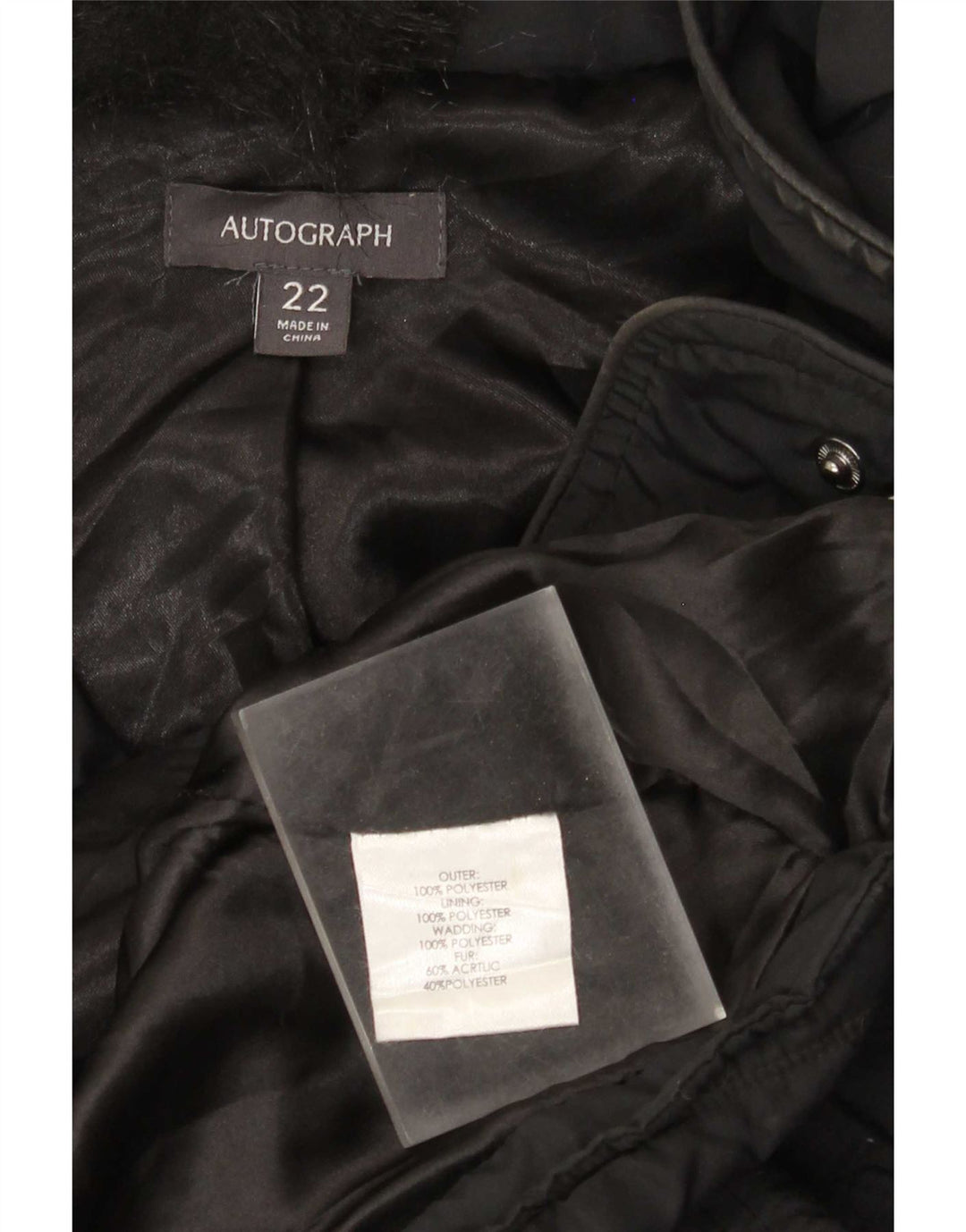 Marks & Spencer Abrigo acolchado con capucha para mujer UK 22 3XL Poliéster negro