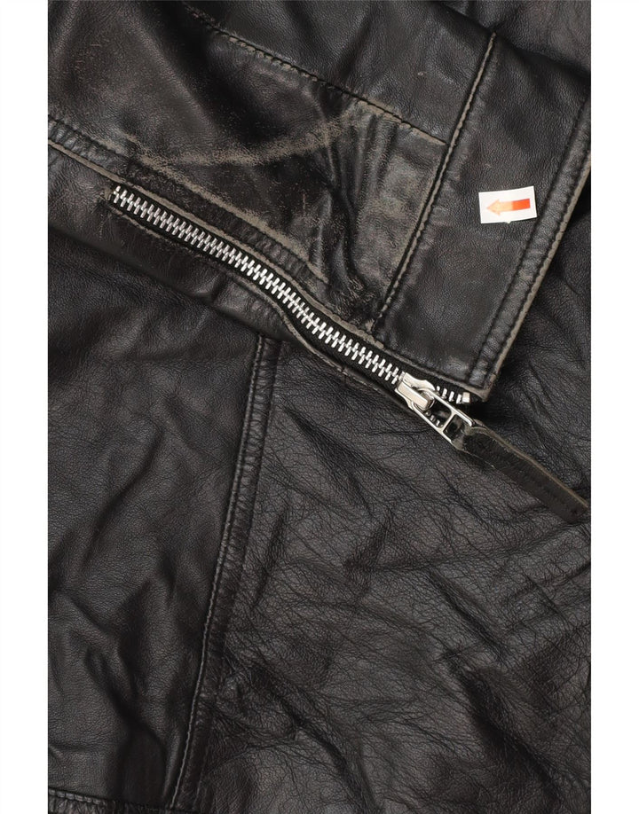 Isaco & Kawa Chaqueta de cuero motociclista para mujer IT 44 Cuero negro mediano