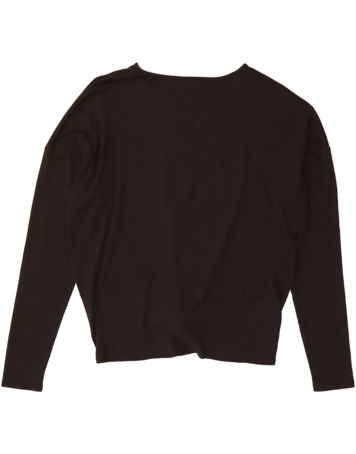 J. CREW Womens Long Sleeve Front Tie Blouse Top UK 14 Medium Black Viscose Vintage J. Crew and Second-Hand J. Crew from Messina Hembry 