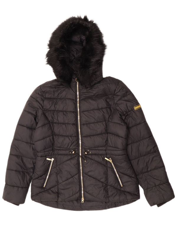 Barbour Chaqueta Acolchada Con Capucha Para Mujer UK 44 Grande Poliamida Negra