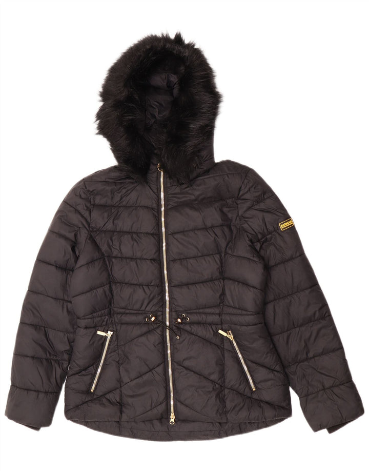 Barbour Chaqueta Acolchada Con Capucha Para Mujer UK 44 Grande Poliamida Negra