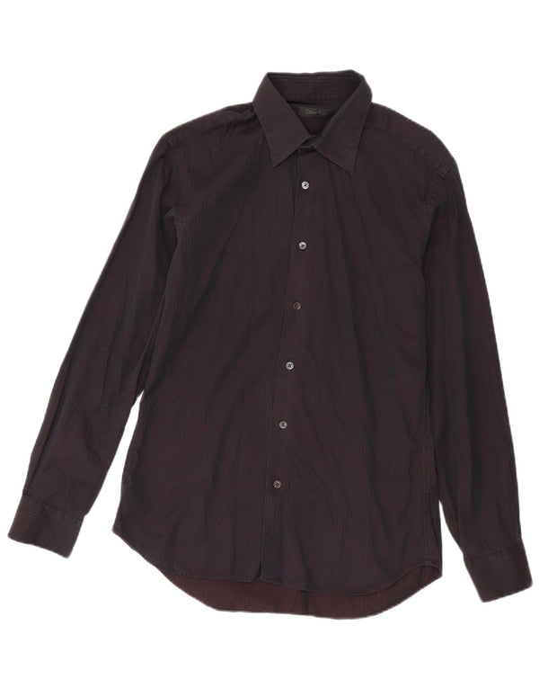 Calvin Klein Camisa para hombre Talla 40 Mediana Raya borgoña