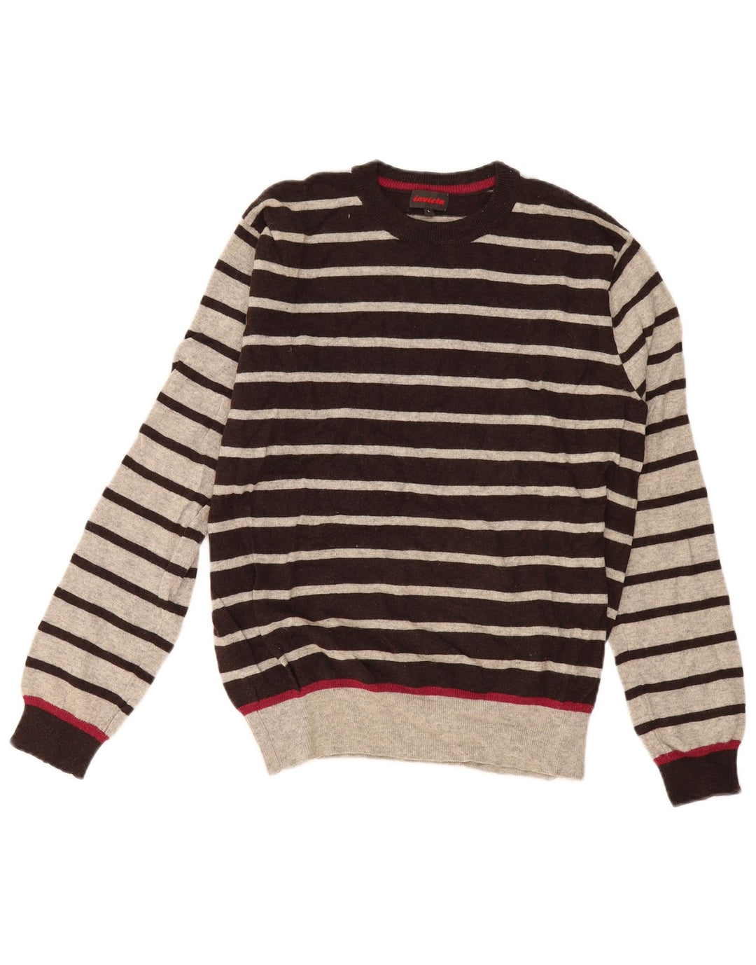 Invicta Jersey De Cuello Redondo Para Hombre Suéter De Lana A Rayas Gris Grande