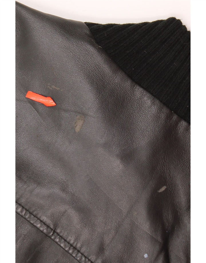 Conbipel Chaqueta Bomber De Cuero Para Hombre IT 48 Cuero Negro Mediano