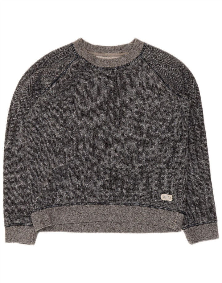 Jack Wills Sudadera corta para mujer Jumper UK 10 Small Grey Herringbone