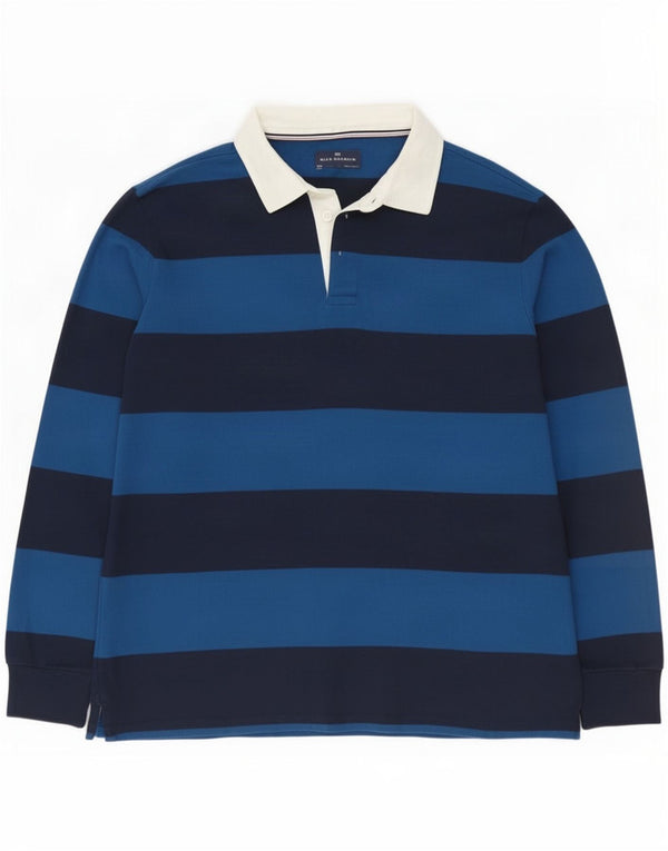 Marks & Spencer Polo de rugby azul Harbor para hombre, talla 2XL, rayas azul marino