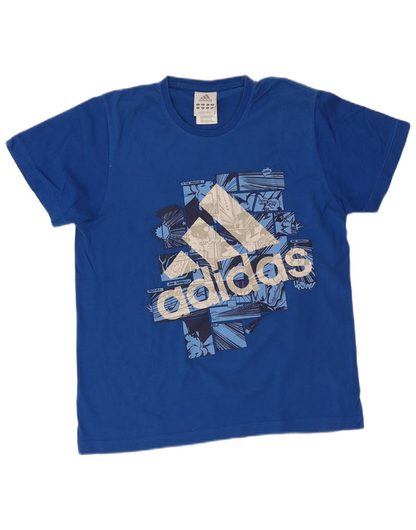 Adidas Hombre Camiseta Gráfica Top Algodón Azul Medio