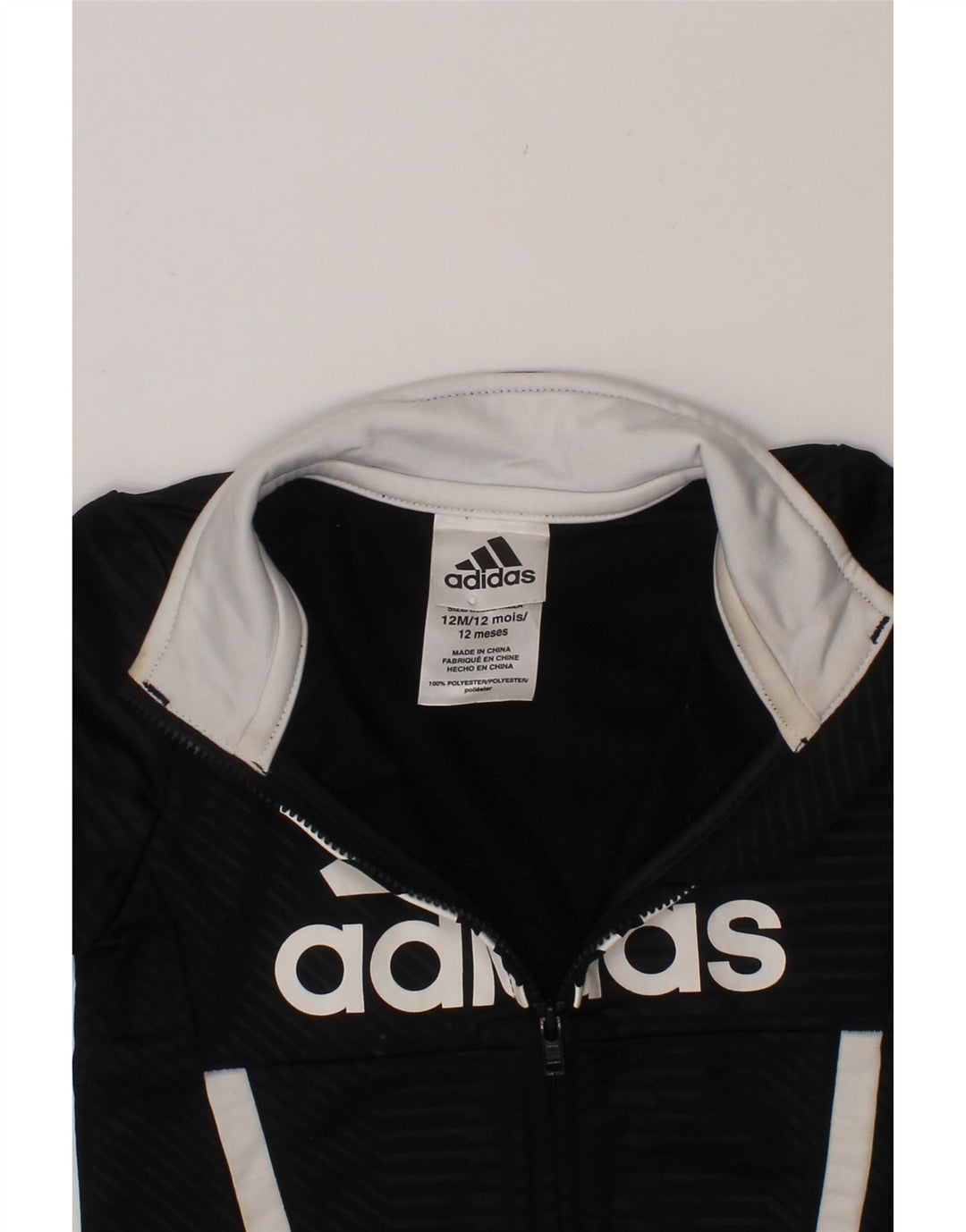 ADIDAS Baby Boys Graphic Tracksuit Top Jacket 9-12 Months Black Polyester Vintage Adidas and Second-Hand Adidas from Messina Hembry 