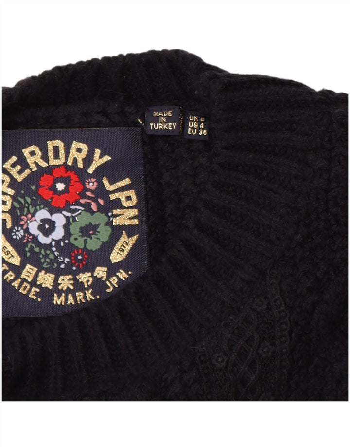 SUPERDRY Suéter tipo jersey de gran tamaño con cuello barco para mujer UK 8 Small Azul marino