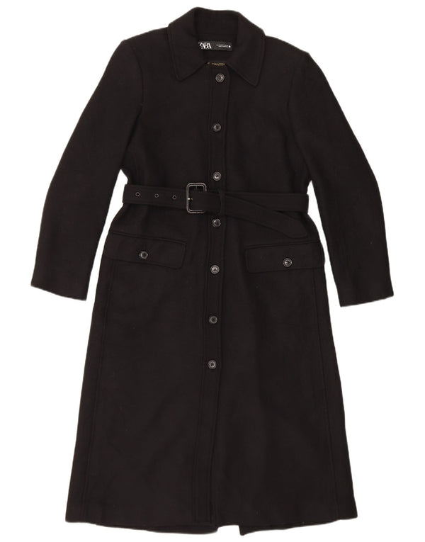 Zara Mujer Abrigo UK 44 Mediano Lana Negra