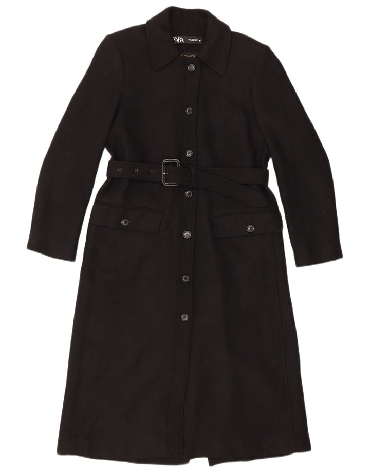 Zara Mujer Abrigo UK 44 Mediano Lana Negra