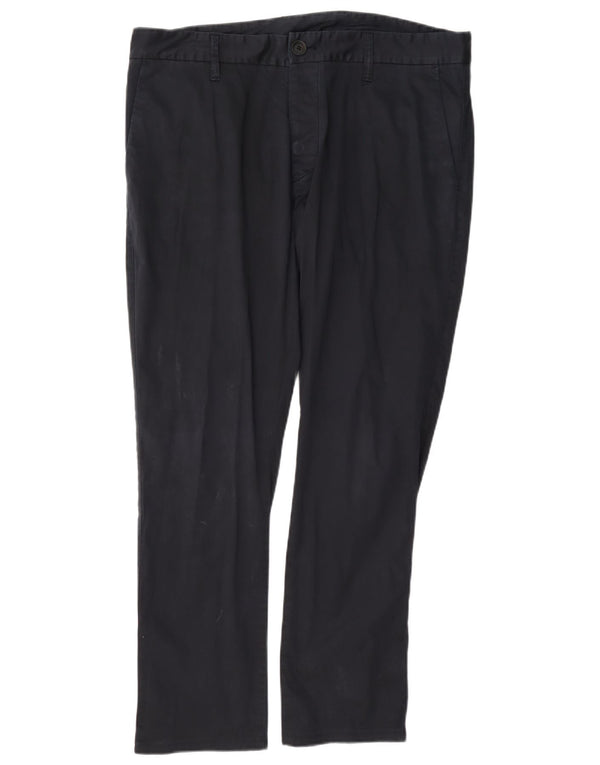Armani Pantalón chino recto para hombre EU 52 XL W38 L29 Azul marino Algodón