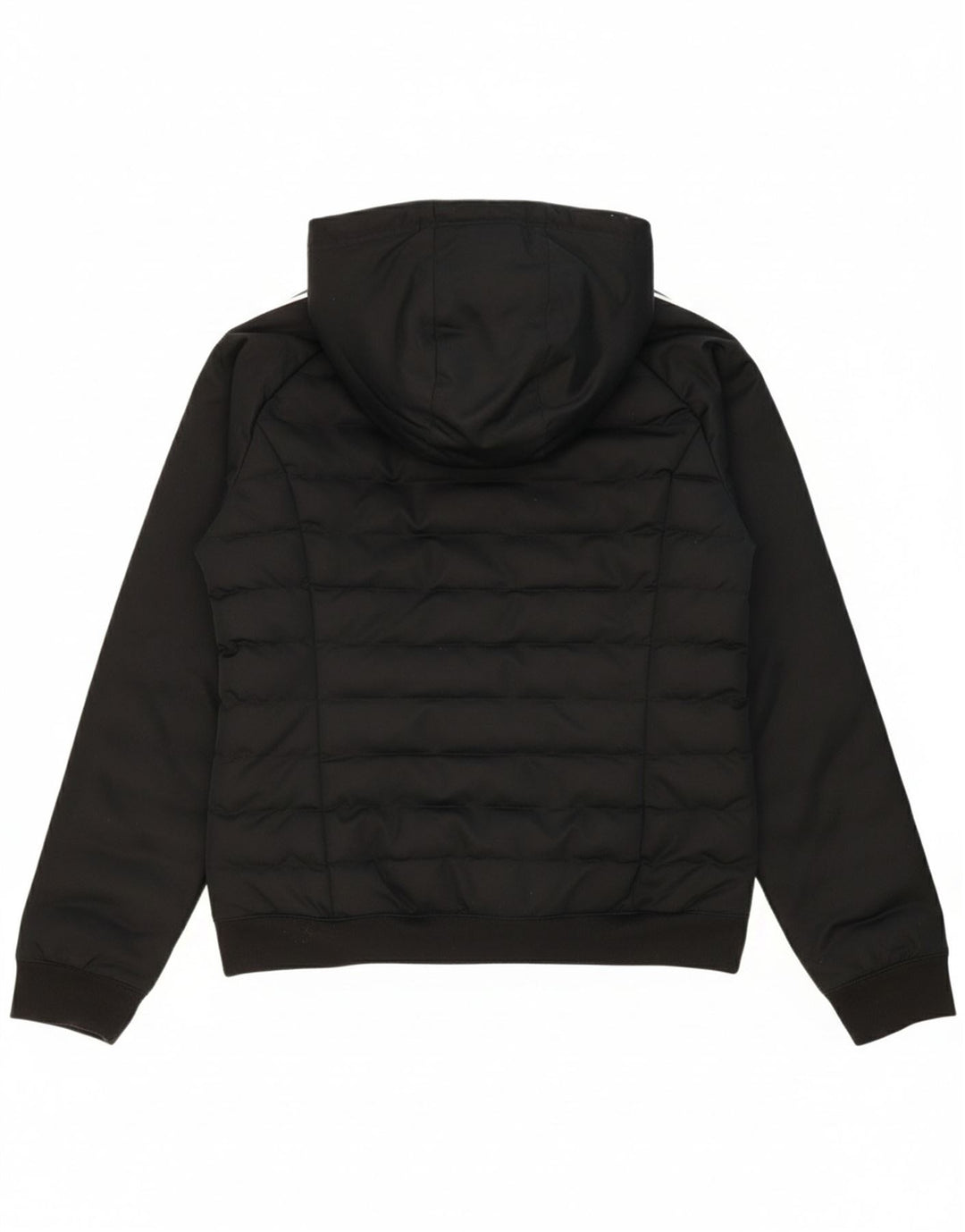 ADIDAS Womens Hooded Padded Jacket UK 14 Medium Black Polyester