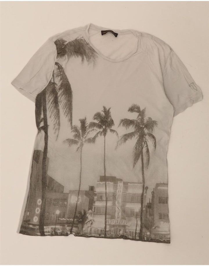 TRUSSARDI Camiseta gráfica para hombre Top Small Gris Algodón