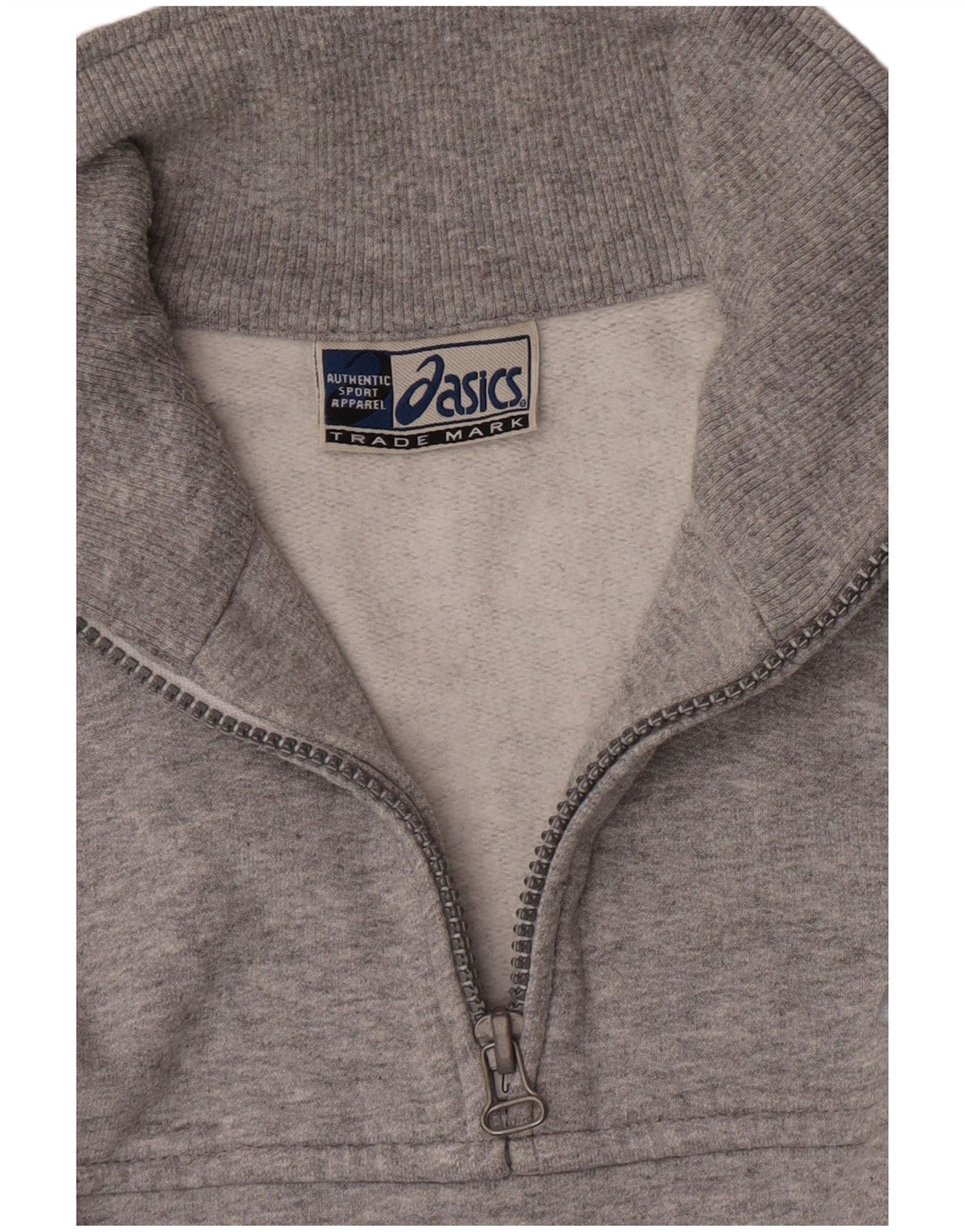 Asics Hombre Zip Neck Sudadera Jumper Grande Gris Algodón