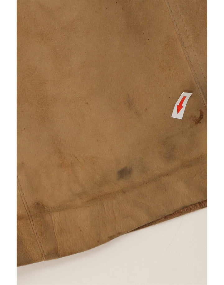 Vintage mujer shearling abrigo Reino Unido 14 cuero beige medio