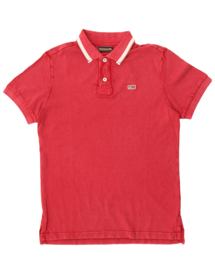 Napapijri Polo Geographic para hombre pequeño granate