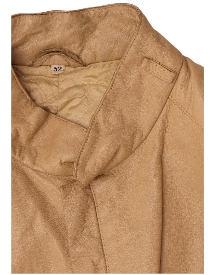 Chaqueta de cuero vintage para hombre IT 52 XL Beige