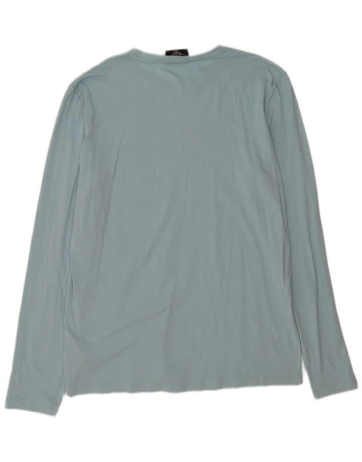 Bear Mens Graphic Top manga larga algodón azul grande