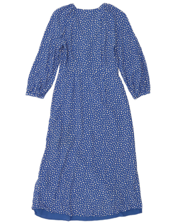 Whistles Vestido largo de manga 3/4 para mujer UK 8 Small Azul Floral Viscosa